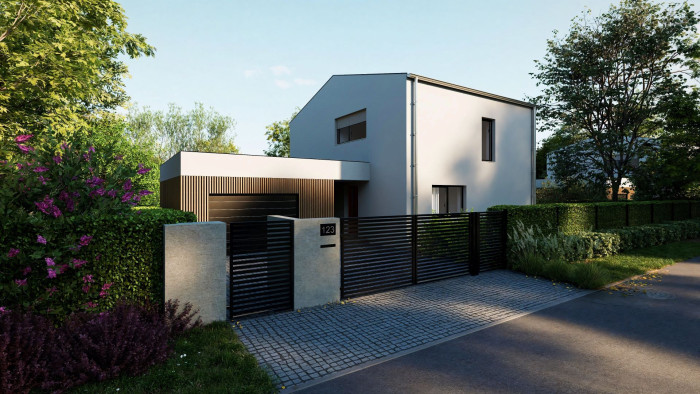 Pasivní dům Verdant od ZEO Homes se sedlovou střechou