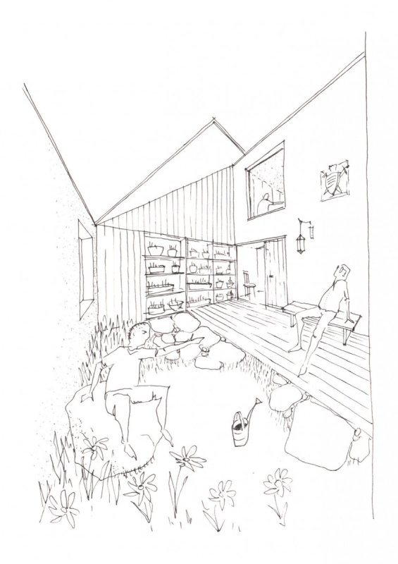 Rodinný dům ve Zlíně, NOVÝ architekti / Jindřich Nový, Markéta Strnková, Eva Ličmanová, skica