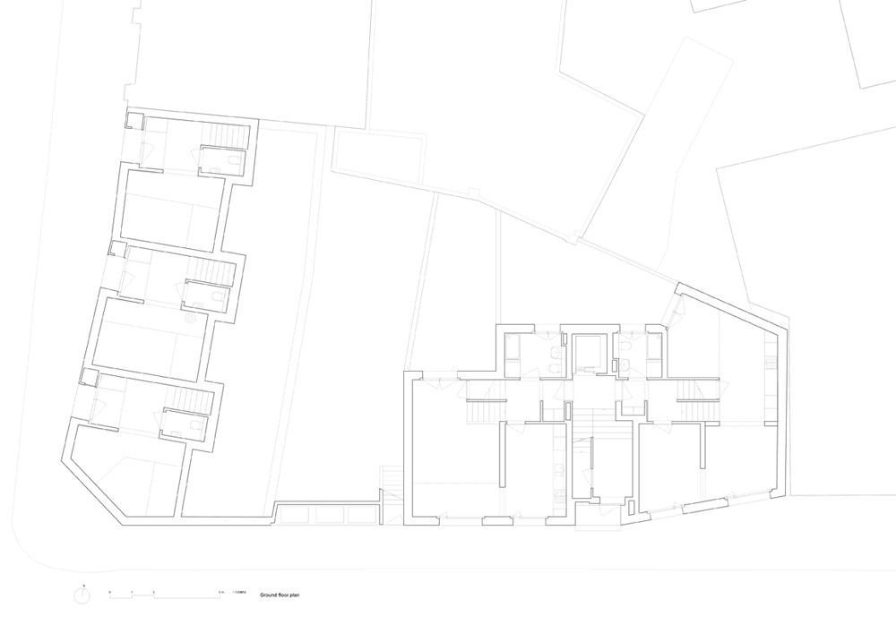 Jaccaud Zein Architects, bydlení v Shepherdess Walk, 1.NP, výkres