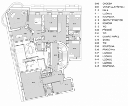 Uhlík architekti, Činžovní dům Letná, půdorys 6. NP – foto