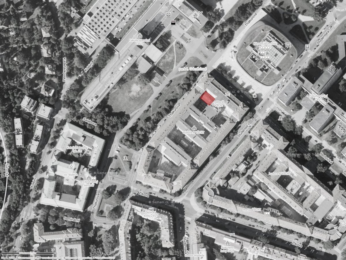 Změna využití prostoru uhelny VŠCHT, situace, ov-a