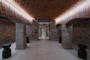Nově vzniklé wellness umístěné v historických sklepních prostorách (Villa Fitz v Rokycanech, Luni architekti)