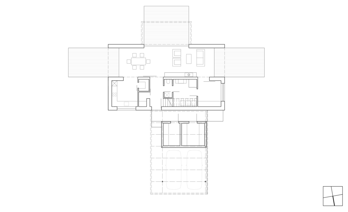 Mimosa Architekti, Rodinný dům v Bohumilči, půdorys 1. NP – foto