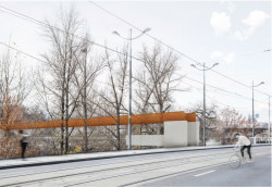 Odměna soutěže na lávku Holešovice-Karlín, vyústění Holešovice, Sdružení architektů – Jurák, Filsak