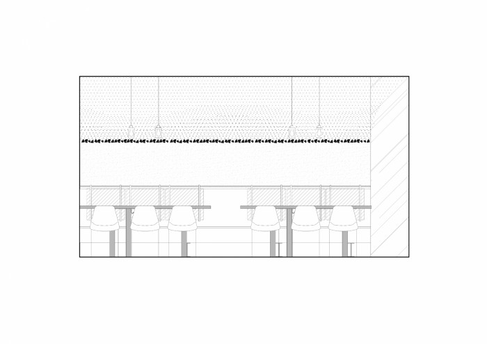 Gran Fierro, Formafatal / Dagmar Štěpánová, Iveta Tesařová, podélný řez - salonek s uhlovou klenbou