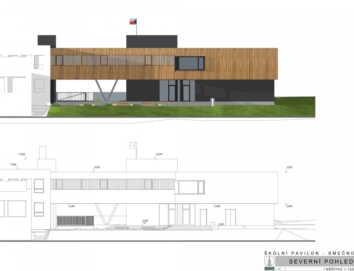 Pavilon ZŠ Smečno, LCArch s.r.o. - pohled severní