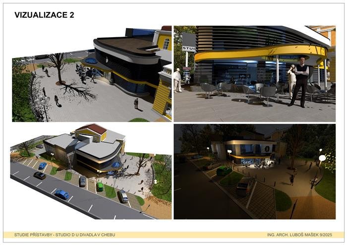 Vizualizace přístavby Západočeského divadla v Chebu podle architekta Luboše Maška