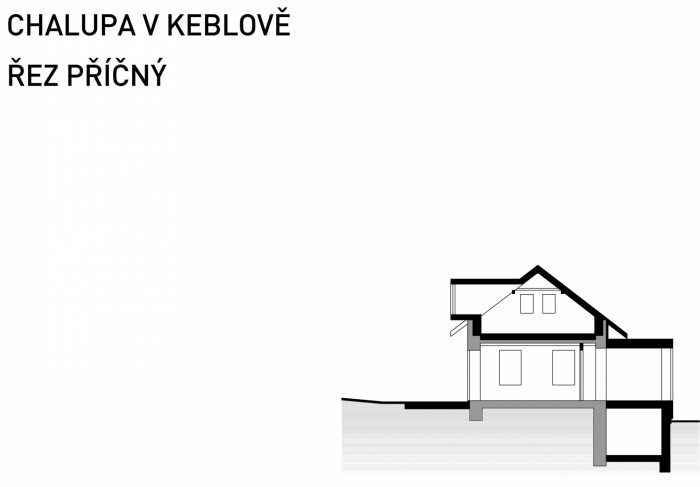 Rekonstrukce chalupy u Blaníku, OK Plan Architects - řez