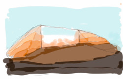 Zvířecí krematorium Věčná loviště, Petr Hájek ARCHITEKTI, skica Petra Hájka