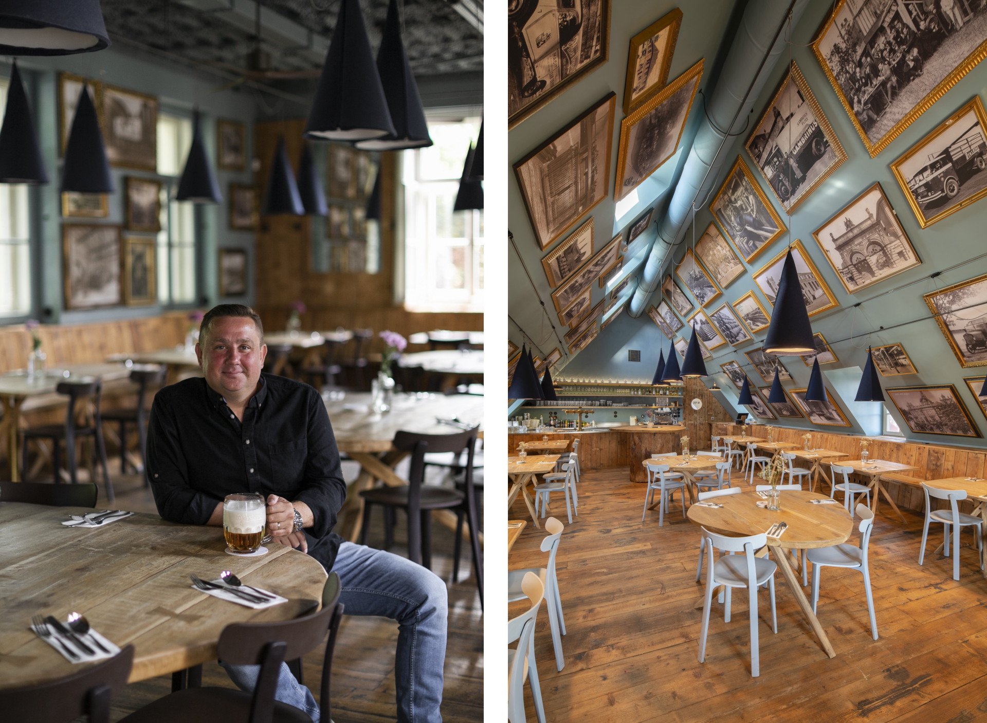 Koláž z fotografií - Restaurace U Matěje podle návrhu Stanislava Fialy