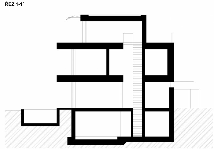 OK Plan Architects, Rodinný dům v Kunraticích - řez 11´