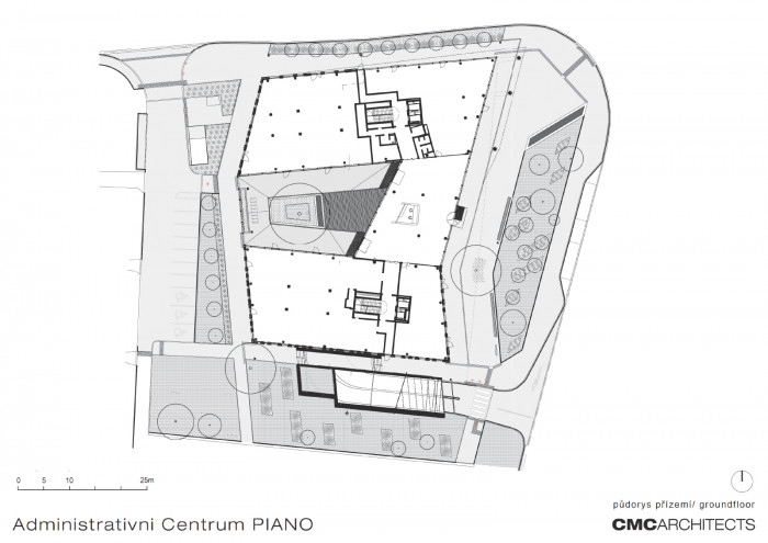 Administartivní centrum Piano, půdorys přízemí, CMC architects a.s.