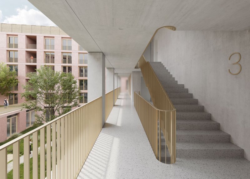 Vizualizace bytového domu Vršovická od vítězného studia Kuba & Pilař architekti