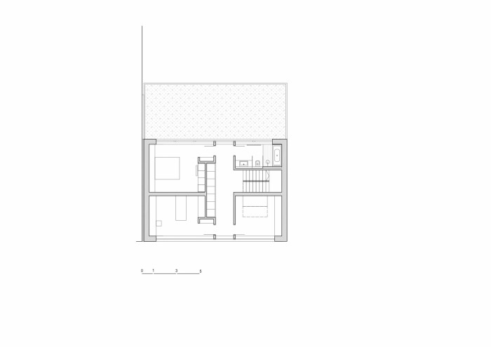 Rodinný dům v Praze-Zbraslavi, Mimosa architekti, půdorys 1. patro