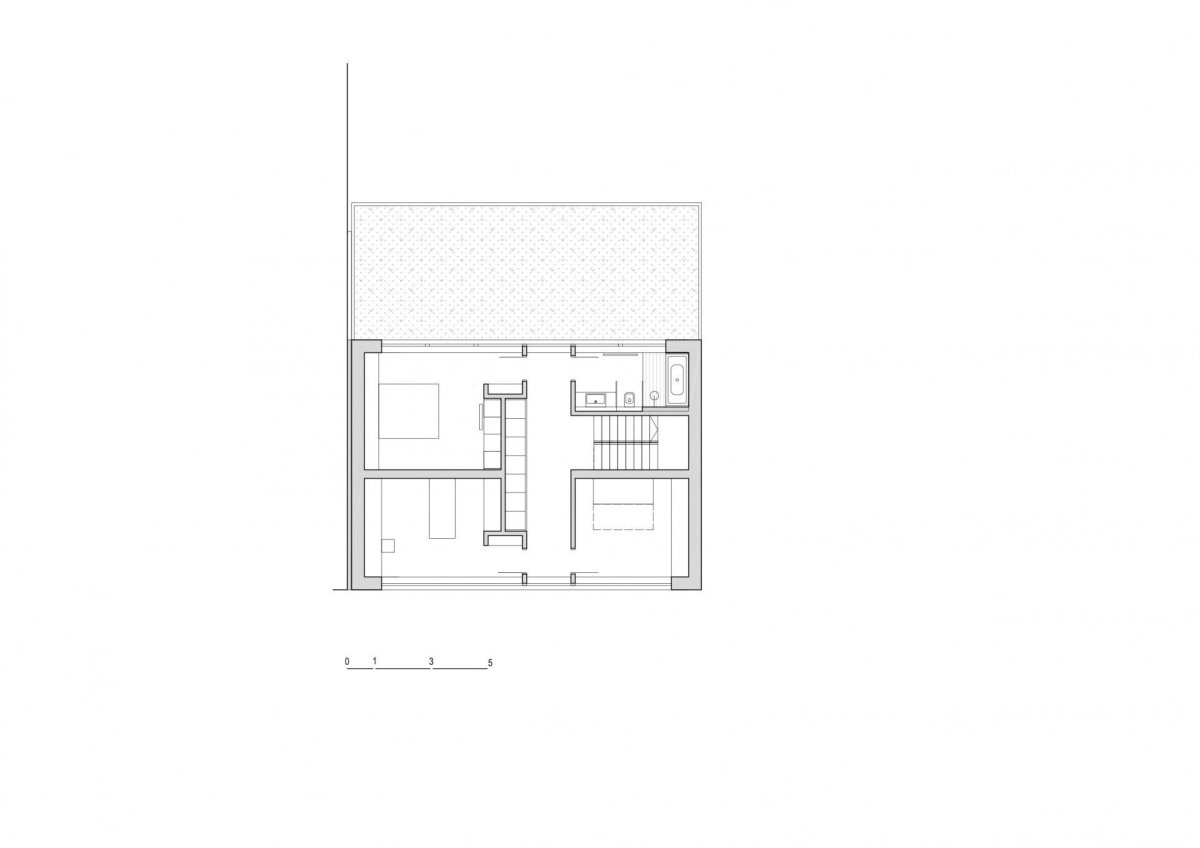 Rodinný dům v Praze-Zbraslavi, Mimosa architekti, půdorys 1. patro