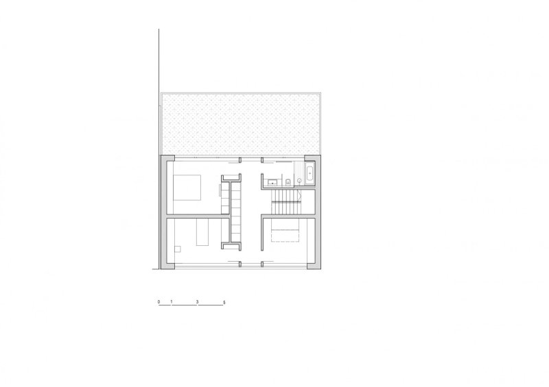 Rodinný dům v Praze-Zbraslavi, Mimosa architekti, půdorys 1. patro