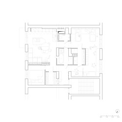 Půdorys ("Open space" byt v Hodoníně od Atel!er)