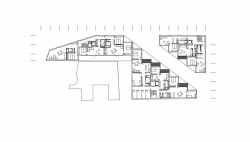 Vítězný návrh bytového domu v Ostravě, půdorys 5NP, Michal Palaščák, dílna.