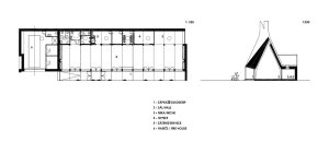 CHVOJKA / architekt, Centrum Caolinum v Nevřeni, půdorys a řez, výkres