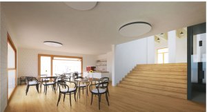 3. místo: Společenské centrum Stará Hasička, vizualizace, Kafková, Blahová, Blaha