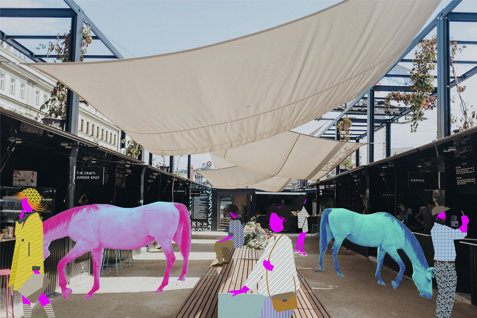 Ilustrační schéma bezpečných odstupů na délku koně (Manifesto Florenc)