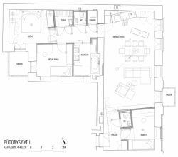 skutek architecture, Rekonstrukce bytu v centru Varšavy / Wilcza, půdorys – foto
