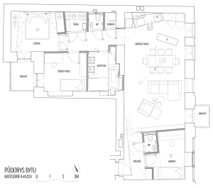 skutek architecture, Rekonstrukce bytu v centru Varšavy / Wilcza, půdorys – foto