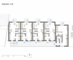 Sociální byty obce Bílovice nad Svitavou, ČTYŘSTĚN architekti / Milan Joja, Karel Kubza, Tomáš Págo, půdorys 1NP