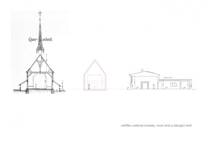 Smutečí síň Broumov, řez,  INS spol. s.r.o., d3D