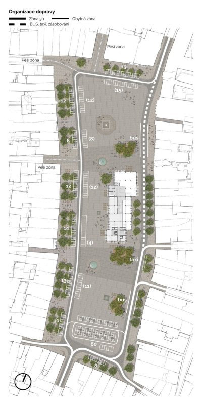 Revitalizace Masarykova náměstí v Jihlavě, organizace dopravy, MCA atelier, s.r.o.