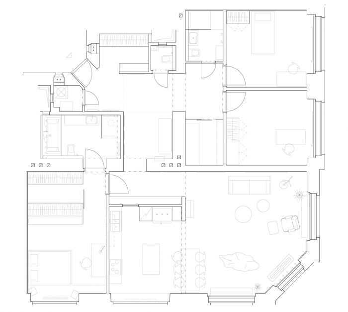 Edit!, Byt pro milovníky umění, půdorys – foto