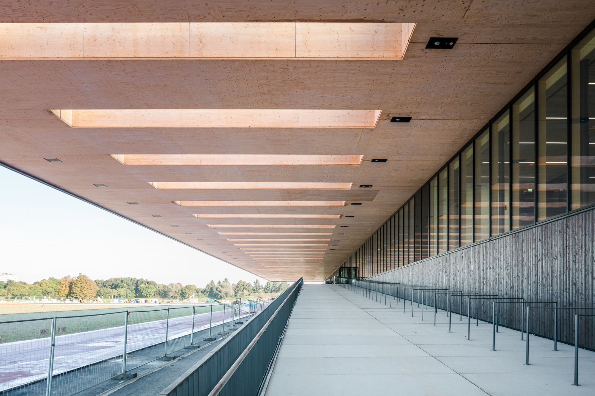 Dřevěný kampus Technické univerzity v Mnichově areálu Olympijského parku v Mnichově, Dietrich Untertrifaller Architekten, 2022