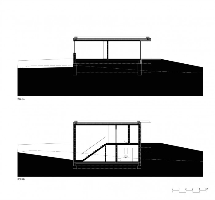 Rodinný dům Zlín, Boněcko, řezy, Chládek architekti