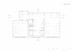 henkai architekti, Byt pro svobodného mládence, půdorys nový – foto