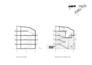 Lacaton & Vassal architectes, sociální byty v Mulhouse, řez, výkres
