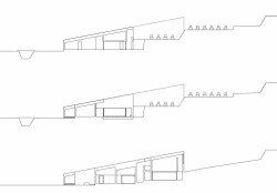 Inagawa cemetery chapel and visitor centre, řezy, David Chipperfield Architects