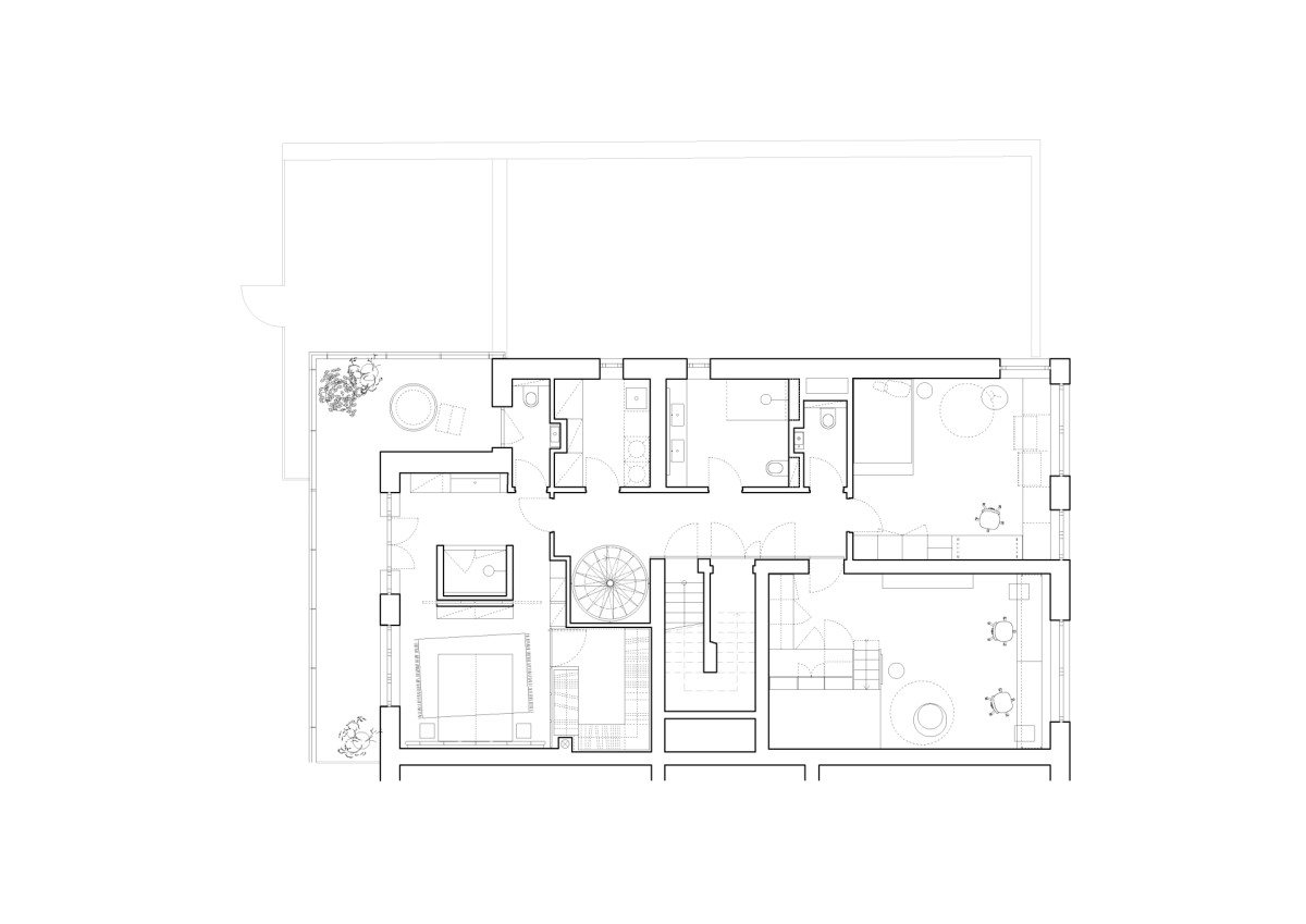Půdorys 3.NP návrh (Mezonet na Břevnově; esté architekti)