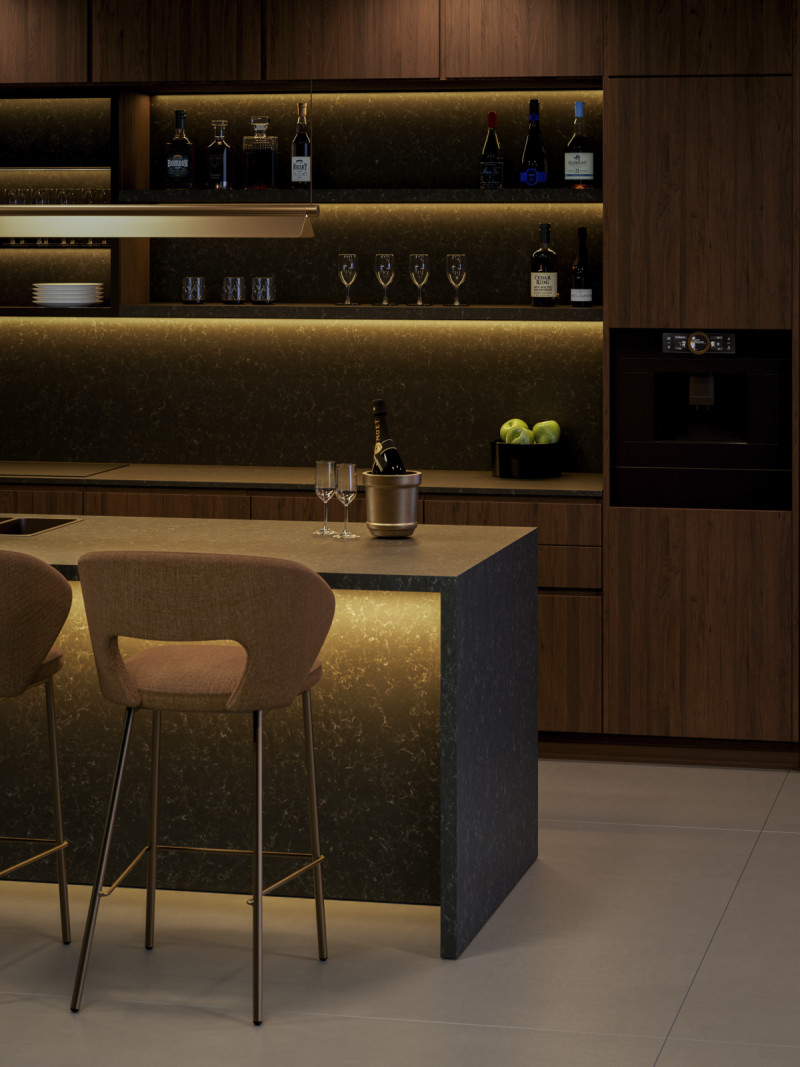 Tvrzený kámen v designu Noble Arctic Night od královehradecké firmy Technistone