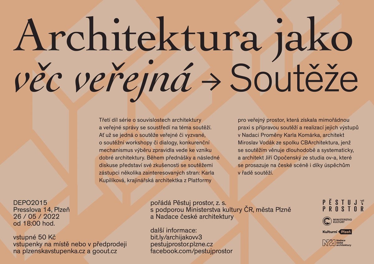 Architektonické soutěže budou tématem další z cyklu přednášek Architektura - věc veřejná