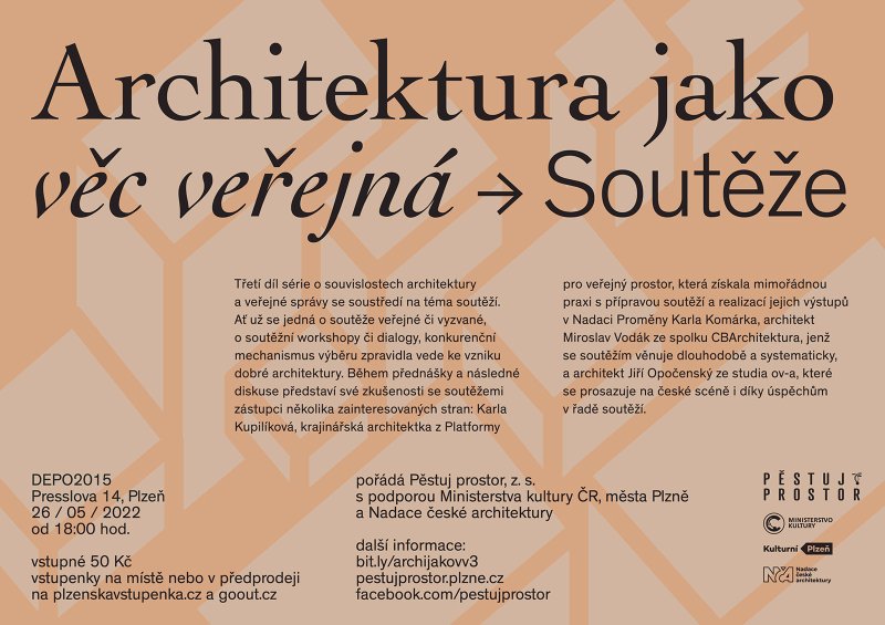 Architektonické soutěže budou tématem další z cyklu přednášek Architektura - věc veřejná