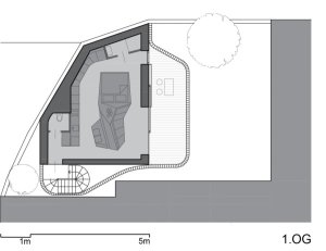 Rodinný dům o jednom pokoji v centru Vídně, smartvoll architekten, půdorys obytného patra