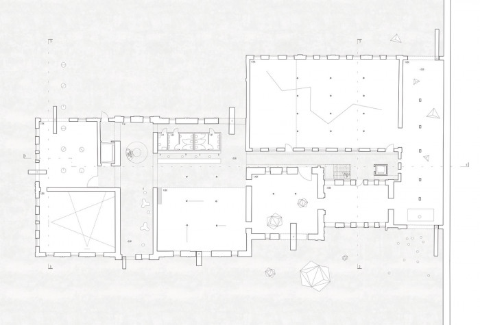 Projekt na obnovu bývalých jatek pro PLATO, půdorys přízemí