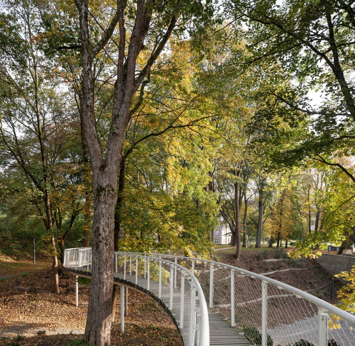 Visutá lávka v Parku historie. (SOA architekti, ateliér KONCEPT, Park historie v Aši)