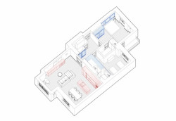 Byt s tajnou koupelnou, Markéta Bromová, Lenka Míková, axonometrie