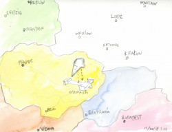 Kresba Stevena Holla k návrhu koncertní síně v Ostravě.