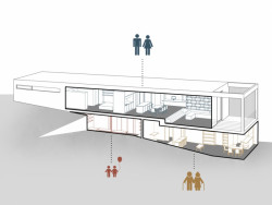 Rodinný dům ve svahu, schéma, masparti