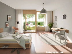 První vizualizace se od výsledného návrhu vždy liší, důležité je, aby zůstala hlavní myšlenka. V Křenovicích autoři dbali na to, aby se byt postupně přizpůsoboval svým nájemníkům. Mohou proto začít bydlet v klasickém uspořádání, do kterého se případně vkládají bezbariérové prvky.