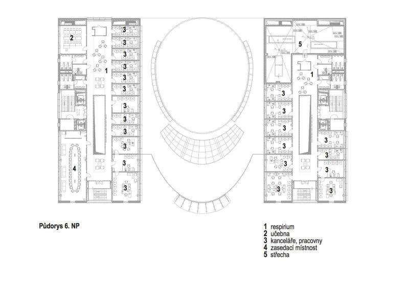 AI-DESIGN, Vzdělávací komplex UTB ve Zlíně, půdorys 6. NP