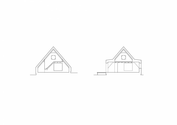 Chata pod Bukovou, Mjölk architekti, řez dům