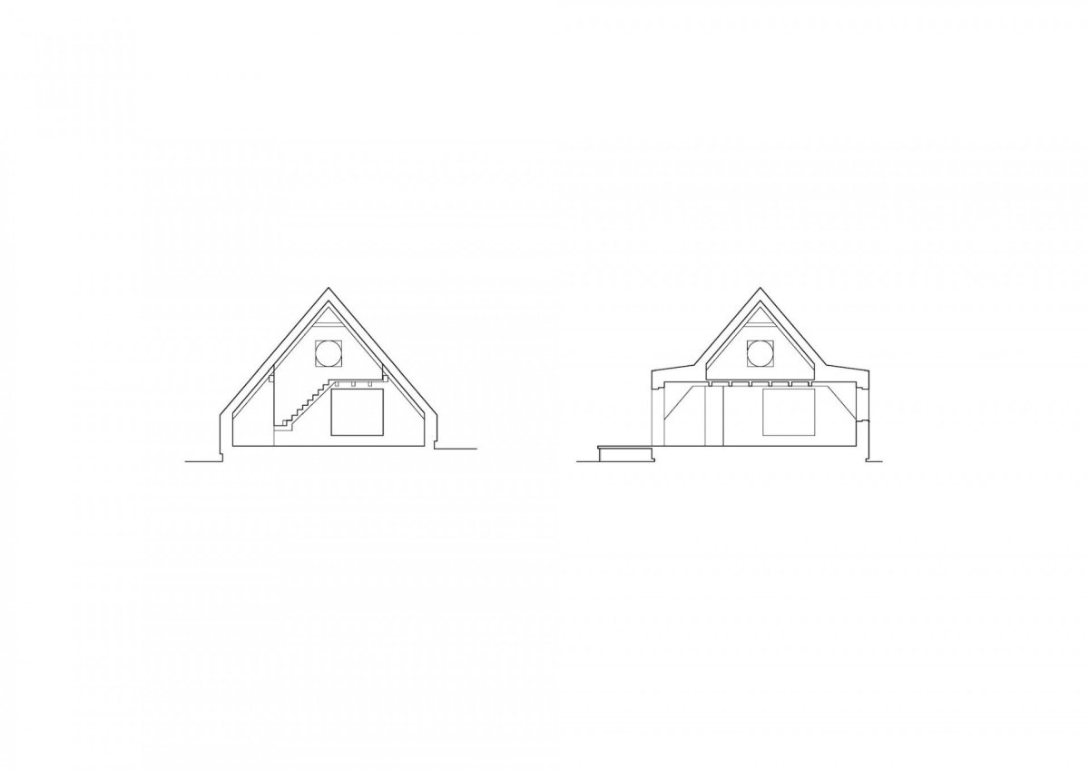Chata pod Bukovou, Mjölk architekti, řez dům
